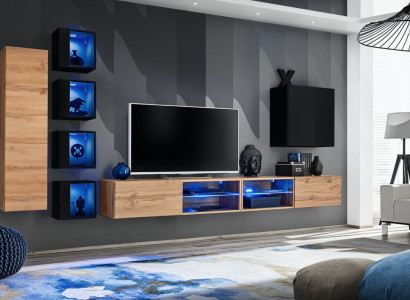 Complete Designer Modern Wall unit Wall Shelves TV Lowboard Wooden Furniture Wall Cabinet